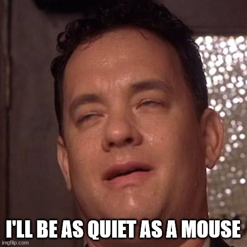 Tom Hanks Orgasm | I'LL BE AS QUIET AS A MOUSE | image tagged in tom hanks orgasm | made w/ Imgflip meme maker