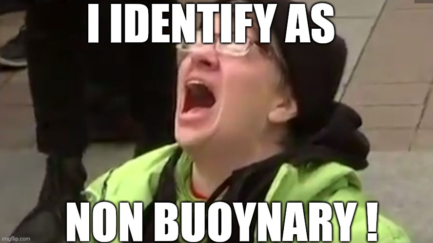 Screaming Liberal  | I IDENTIFY AS NON BUOYNARY ! | image tagged in screaming liberal | made w/ Imgflip meme maker