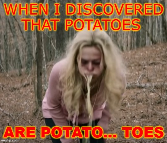 EW | WHEN I DISCOVERED THAT POTATOES; ARE POTATO... TOES | image tagged in potato chips | made w/ Imgflip meme maker