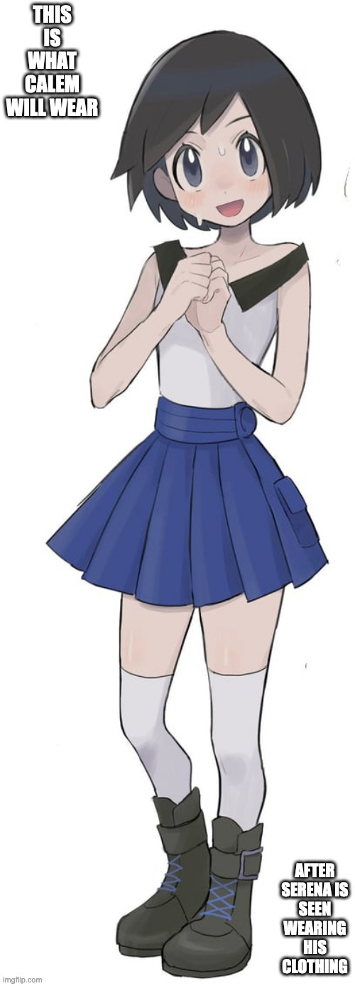 Calem Cross Dressing as Serena | image tagged in pokemon,calem,memes | made w/ Imgflip meme maker