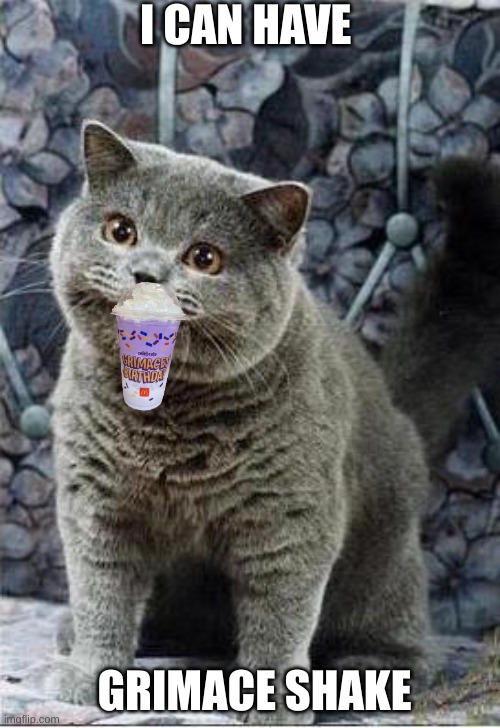 I can has cheezburger cat | I CAN HAVE; GRIMACE SHAKE | image tagged in i can has cheezburger cat | made w/ Imgflip meme maker