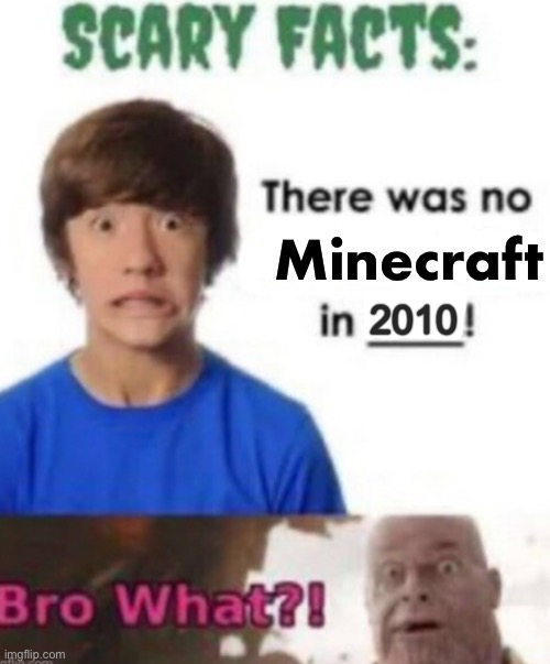Scary facts | Minecraft; 2010 | image tagged in scary facts | made w/ Imgflip meme maker