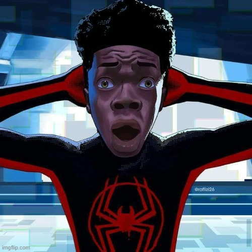 High Quality Miles morales surprised Blank Meme Template