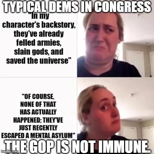 Dems in Congress | TYPICAL DEMS IN CONGRESS; THE GOP IS NOT IMMUNE. | image tagged in dems in congress | made w/ Imgflip meme maker