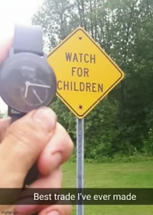 would you rather have a watch or a child? hmm... | image tagged in watch,children,trade offer,trade,funny,funny signs | made w/ Imgflip meme maker