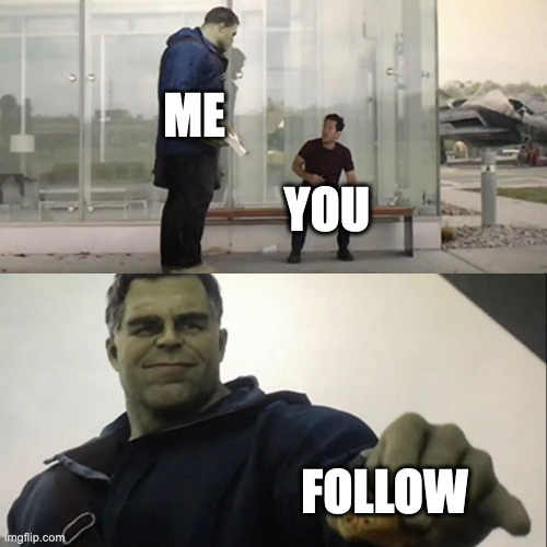 Hulk Taco | ME YOU FOLLOW | image tagged in hulk taco | made w/ Imgflip meme maker