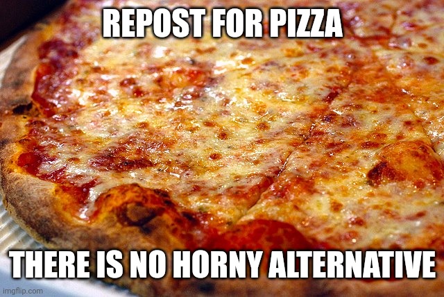 REPOST FOR PIZZA; THERE IS NO HORNY ALTERNATIVE | made w/ Imgflip meme maker