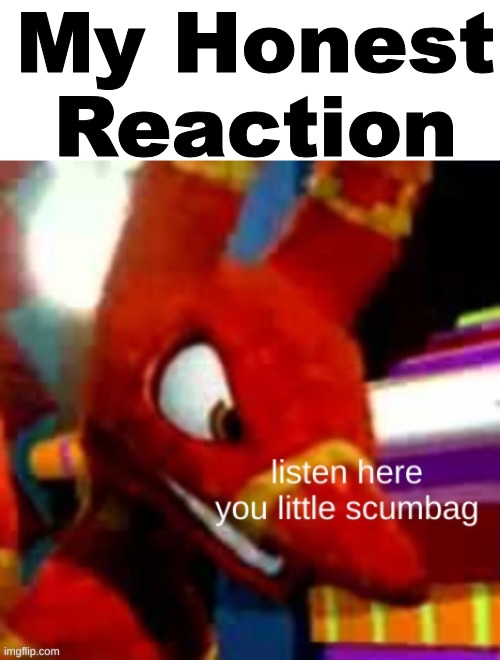 My Honest Reaction | image tagged in blank white template,preztail listen here you little scumbag | made w/ Imgflip meme maker