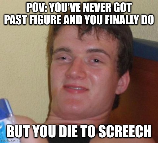 e | POV: YOU'VE NEVER GOT PAST FIGURE AND YOU FINALLY DO; BUT YOU DIE TO SCREECH | image tagged in memes,10 guy,how did this happen,screech,please help my mental heath is not goot | made w/ Imgflip meme maker