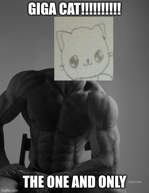 Giga Chad | GIGA CAT!!!!!!!!!! THE ONE AND ONLY | image tagged in giga chad | made w/ Imgflip meme maker