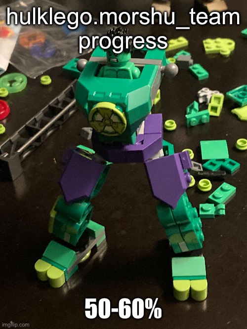 A new ally is coming soon. | hulklego.morshu_team progress; 50-60% | image tagged in lego,hype | made w/ Imgflip meme maker