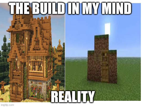 THE BUILD IN MY MIND; REALITY | image tagged in gaming | made w/ Imgflip meme maker