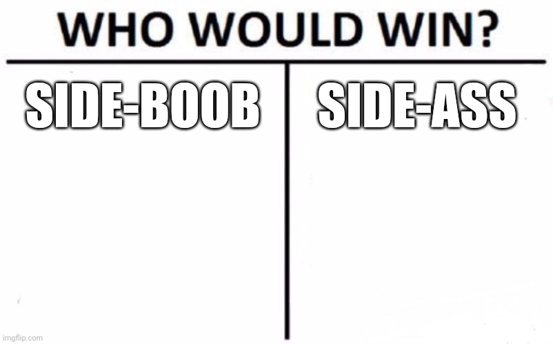 Who Would Win? Meme | SIDE-BOOB SIDE-ASS | image tagged in memes,who would win | made w/ Imgflip meme maker