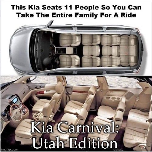 When your pullout game is weak | Kia Carnival: Utah Edition | image tagged in pull out,van,family life,mormon | made w/ Imgflip meme maker