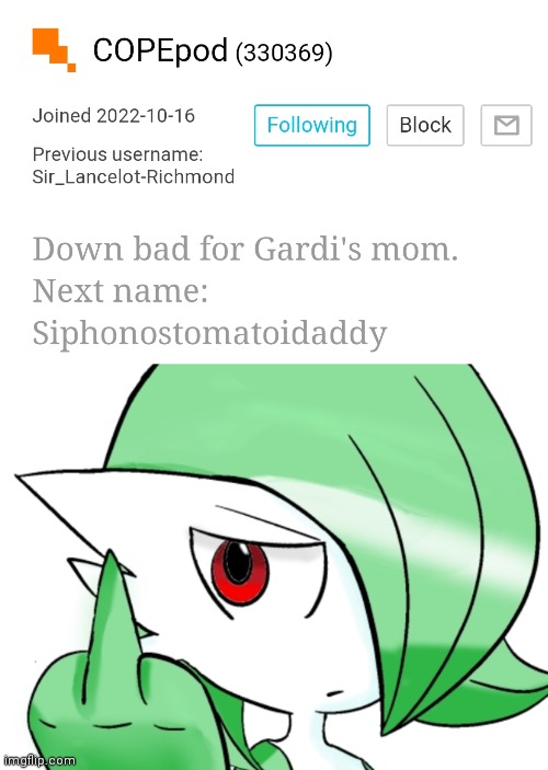 (Half joke) | image tagged in gardevoir middle finger | made w/ Imgflip meme maker