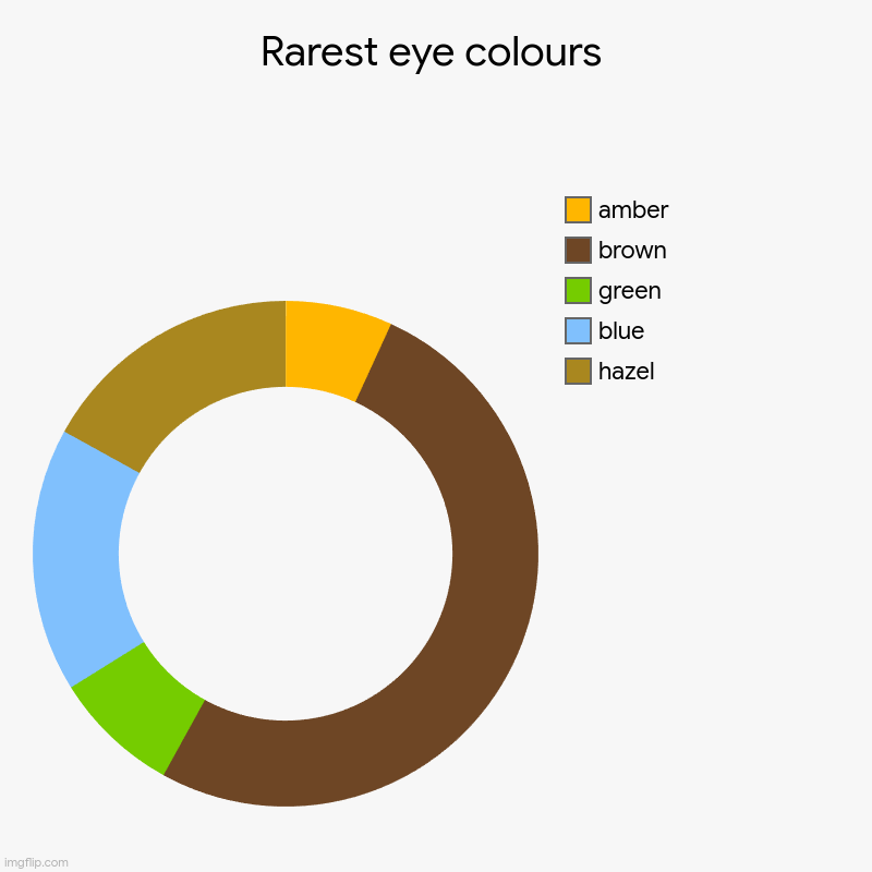 made this out of pure boredom | Rarest eye colours | hazel, blue, green, brown, amber | image tagged in charts,donut charts | made w/ Imgflip chart maker