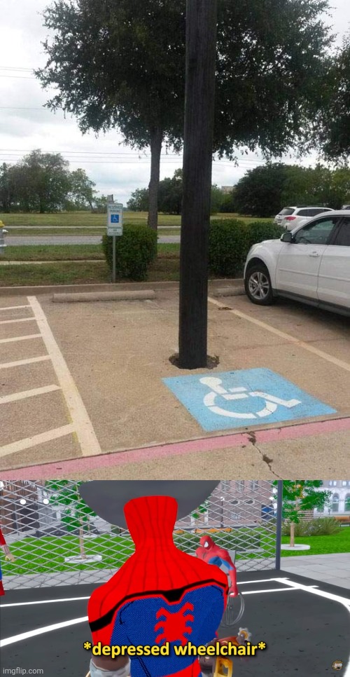 Blocked the part of the handicapped parking spot | image tagged in depressed wheelchair,you had one job,handicapped,parking lot,memes,parking | made w/ Imgflip meme maker