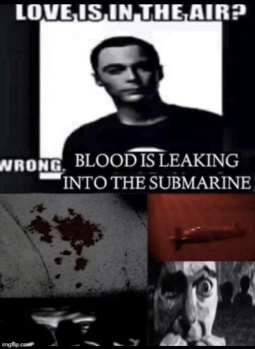 Blood is leaking into the submarine | image tagged in blood is leaking into the submarine | made w/ Imgflip meme maker