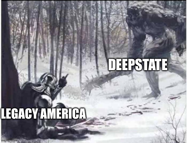 High level enemy | DEEPSTATE; LEGACY AMERICA | image tagged in high level enemy | made w/ Imgflip meme maker
