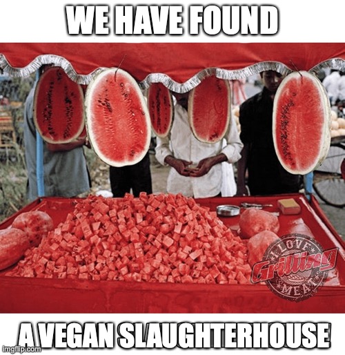 Lmao | WE HAVE FOUND; A VEGAN SLAUGHTERHOUSE | image tagged in vegan slaughterhouse | made w/ Imgflip meme maker