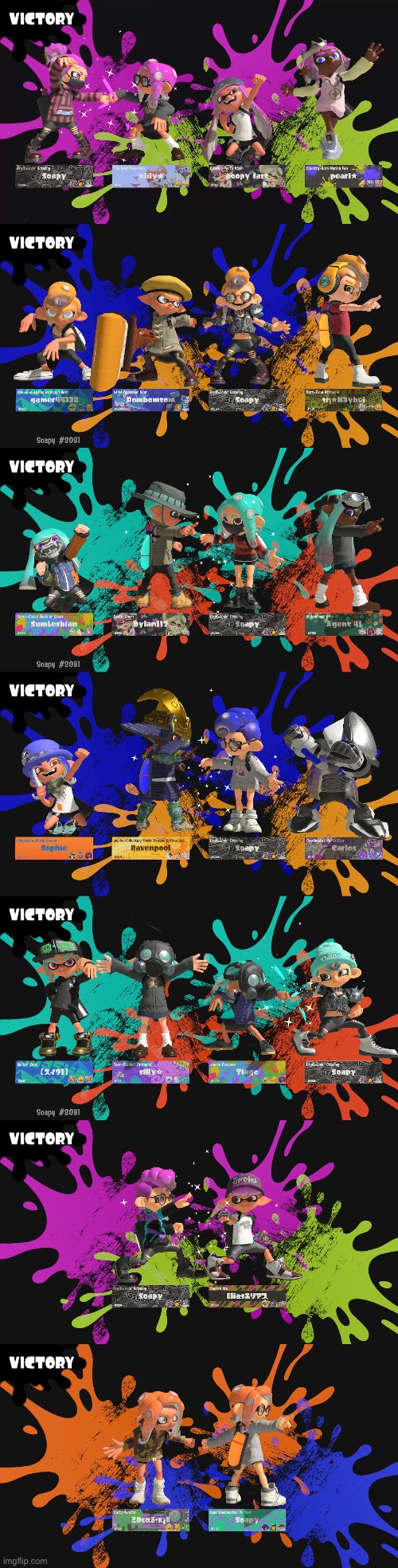All fist bumps I have images of with friends and regular battles?? | image tagged in splatoon,inkling,octoling,fist bump,splatoon 2 | made w/ Imgflip meme maker