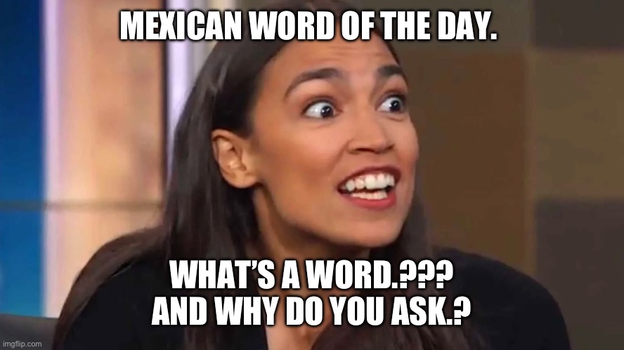 Clueless AOC | MEXICAN WORD OF THE DAY. WHAT’S A WORD.???
AND WHY DO YOU ASK.? | image tagged in aoc | made w/ Imgflip meme maker