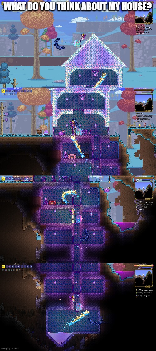 My house in the server | WHAT DO YOU THINK ABOUT MY HOUSE? | image tagged in house,terraria,building,opinion | made w/ Imgflip meme maker