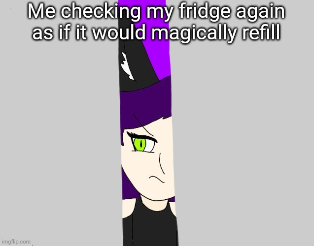 AFM stares at you | Me checking my fridge again as if it would magically refill | image tagged in afm stares at you | made w/ Imgflip meme maker