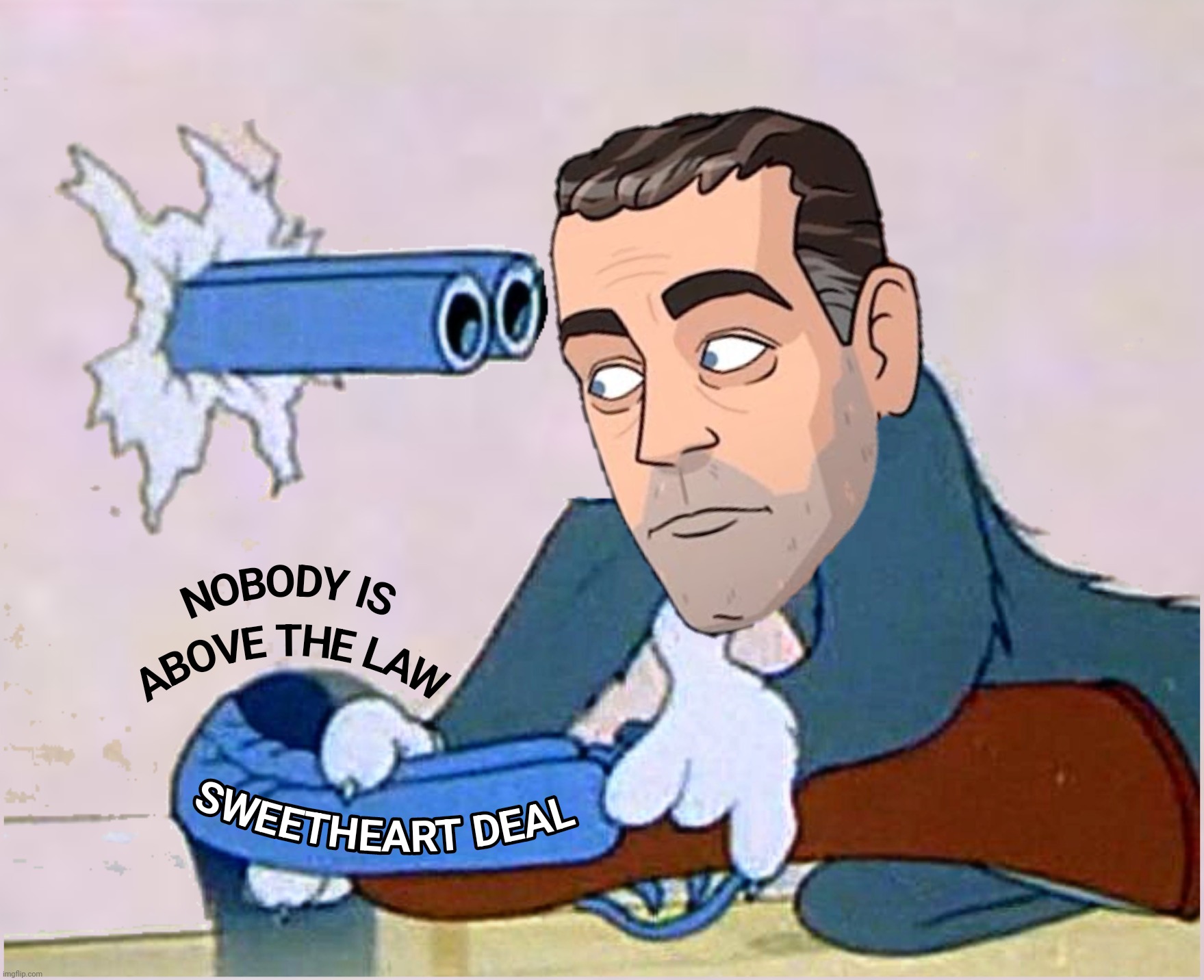 Bad Photoshop Sunday presents:  Truth Or Consequences | image tagged in bad photoshop sunday,hunter biden,tom and jerry,sweetheart deal,nobody is above the law | made w/ Imgflip meme maker