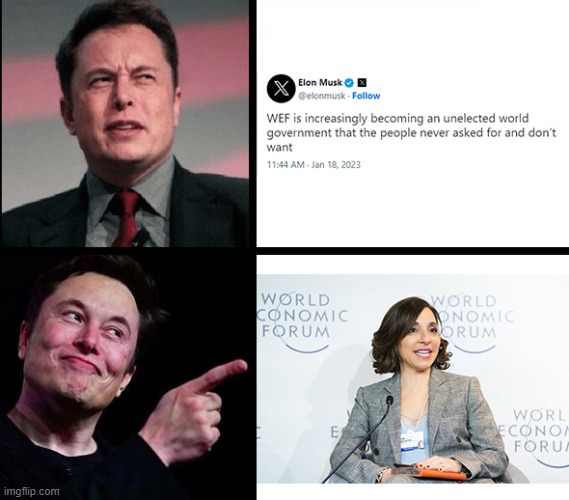 Charlatan Centrist Musk | image tagged in elonmusk,memes,funny,wef,worldeconomicforum,fakex | made w/ Imgflip meme maker