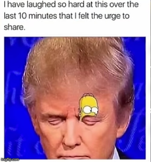 thanks for sharing | image tagged in simpsons,donald trump,funny,eyes,cursed image,woah | made w/ Imgflip meme maker