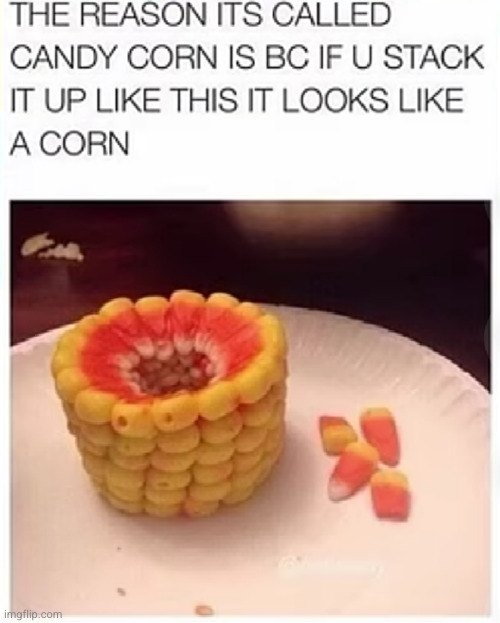 day one of discovering the true meaning of something | image tagged in candy corn,corn,candy,halloween,genius,realization | made w/ Imgflip meme maker