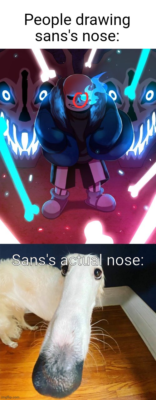 LIKE SANS NOSE IS SO BIG YET THEY DRAW IT SO SMALL | People drawing sans's nose:; Sans's actual nose: | image tagged in sans undertale,sans,undertale,undertale sans | made w/ Imgflip meme maker