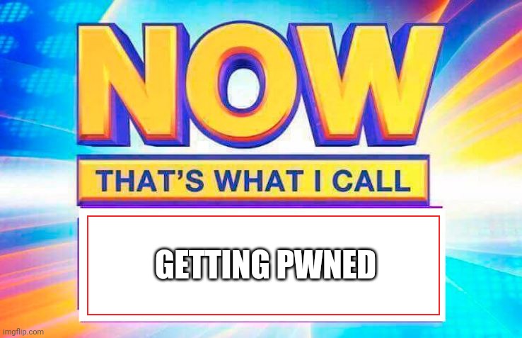 Now That’s What I Call | GETTING PWNED | image tagged in now that s what i call | made w/ Imgflip meme maker