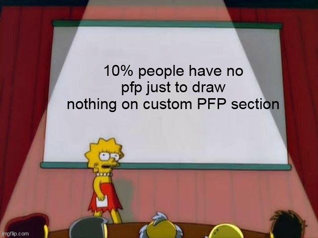 yeah | 10% people have no pfp just to draw nothing on custom PFP section | image tagged in lisa simpson's presentation | made w/ Imgflip meme maker