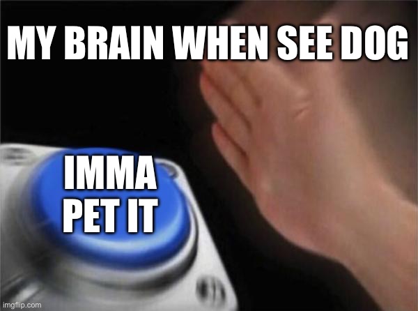 IMMA PET IT HEHEHEHE | MY BRAIN WHEN SEE DOG; IMMA PET IT | image tagged in memes | made w/ Imgflip meme maker