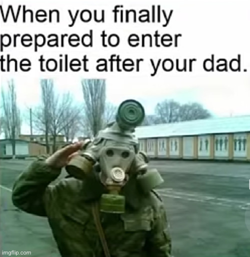 he blows the place up every time | image tagged in poop,dad,bathroom,gas mask,so true,relatable | made w/ Imgflip meme maker