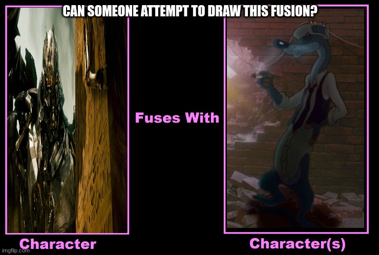 What if Starscream fuses with Wheezy the weasel (Roger Rabbit)? | CAN SOMEONE ATTEMPT TO DRAW THIS FUSION? | image tagged in what if fuses,starscream,weasel,roger rabbit,fusion,transformers | made w/ Imgflip meme maker