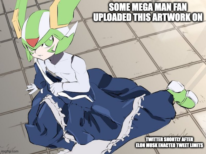 Harpuia in a Maid Dress | SOME MEGA MAN FAN UPLOADED THIS ARTWORK ON; TWITTER SHORTLY AFTER ELON MUSK ENACTED TWEET LIMITS | image tagged in harpuia,megaman,megaman zero,memes | made w/ Imgflip meme maker