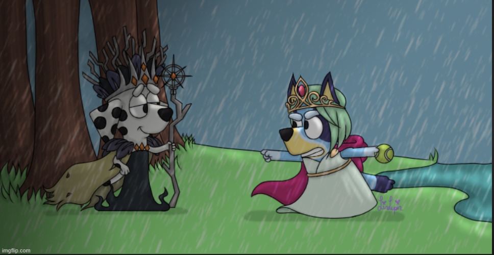 the princess vs. the ice queen        credits to LinLupin on DeviantArt | image tagged in drawings,art | made w/ Imgflip meme maker