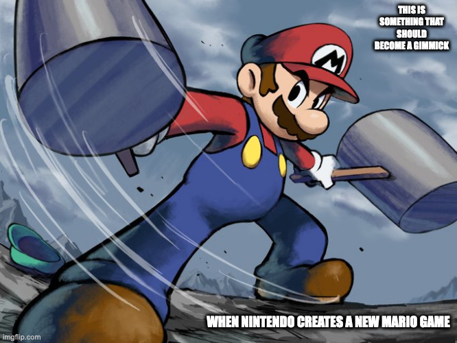 Mario With Dual Hammers | THIS IS SOMETHING THAT SHOULD BECOME A GIMMICK; WHEN NINTENDO CREATES A NEW MARIO GAME | image tagged in mario,super mario,memes | made w/ Imgflip meme maker