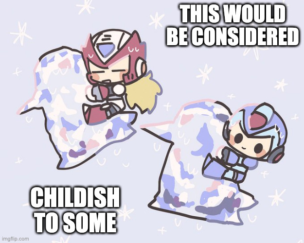 X and Zero Riding on Penguin Ice Statues | THIS WOULD BE CONSIDERED; CHILDISH TO SOME | image tagged in x,megaman,megaman x,zero,memes | made w/ Imgflip meme maker