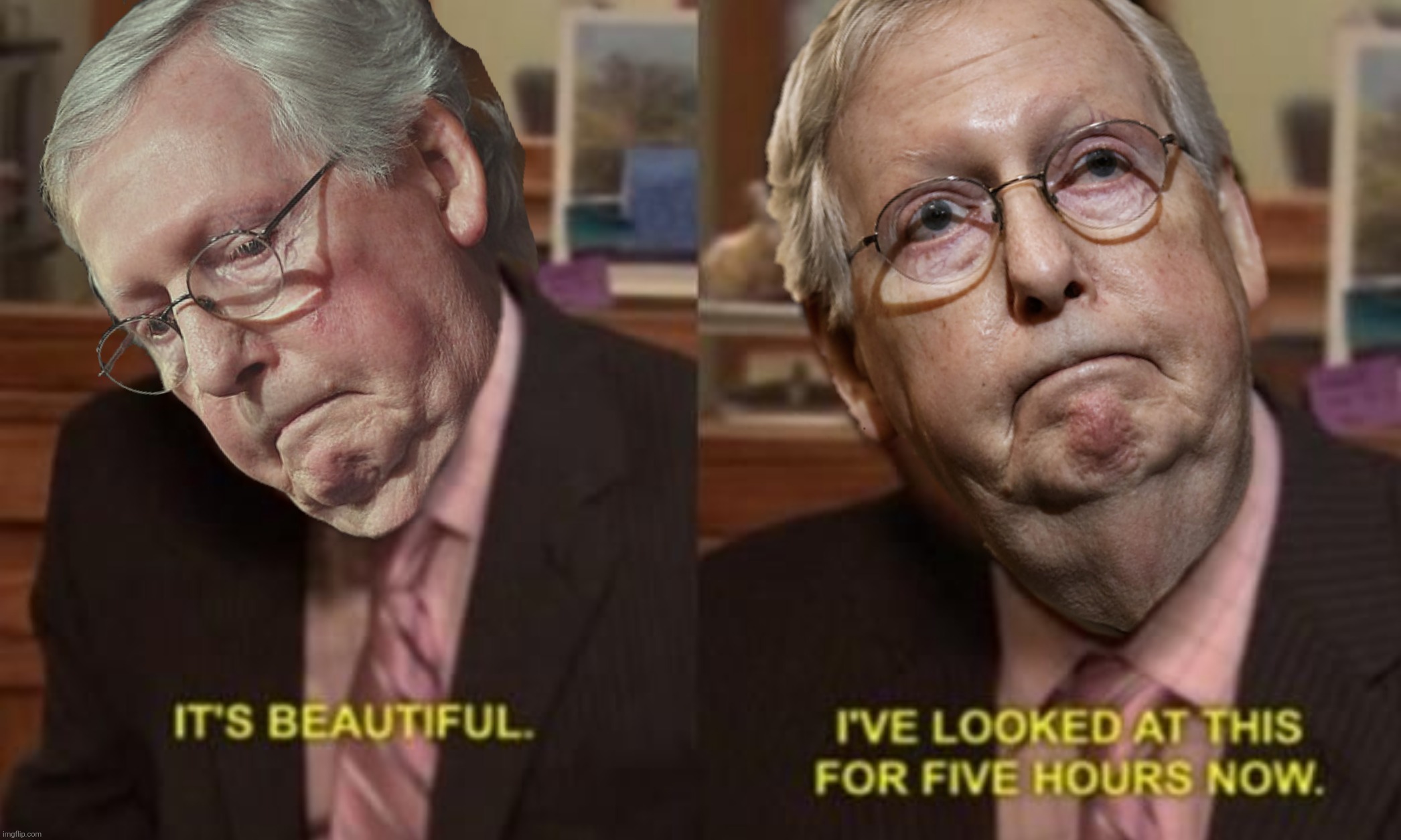 Bad Photoshop Sunday presents:  Glitch McConnell (Inspired by a who_am_i meme) | image tagged in bad photoshop sunday,mitch mcconnell,it's beautiful,stroke | made w/ Imgflip meme maker