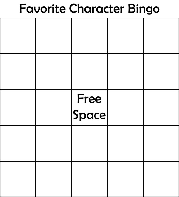 Favourite character bingo Blank Meme Template