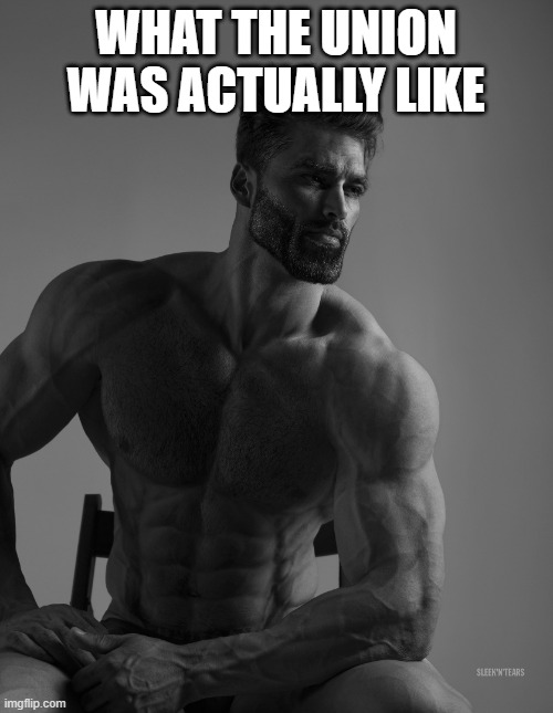 Giga Chad | WHAT THE UNION WAS ACTUALLY LIKE | image tagged in giga chad | made w/ Imgflip meme maker