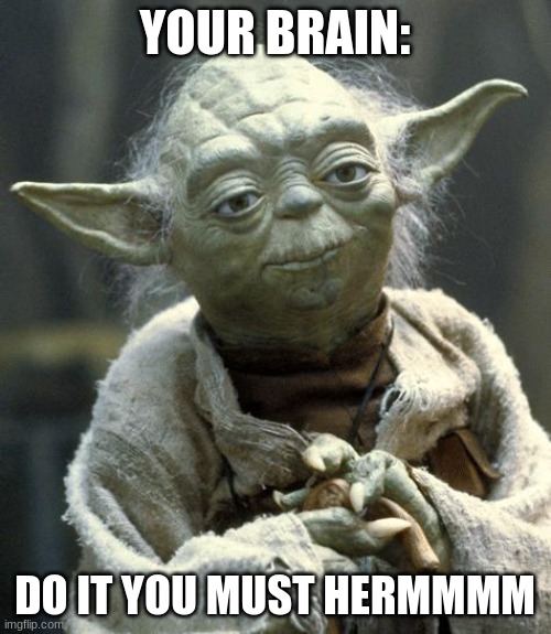 yoda | YOUR BRAIN: DO IT YOU MUST HERMMMM | image tagged in yoda | made w/ Imgflip meme maker