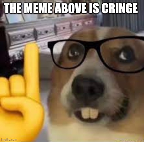 nerd dog | THE MEME ABOVE IS CRINGE | image tagged in nerd dog | made w/ Imgflip meme maker