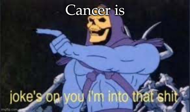 Cancer | Cancer is | image tagged in jokes on you im into that shit | made w/ Imgflip meme maker