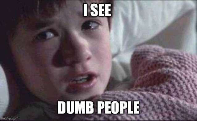 Sixth Sense | I SEE; DUMB PEOPLE | image tagged in memes,i see dead people | made w/ Imgflip meme maker