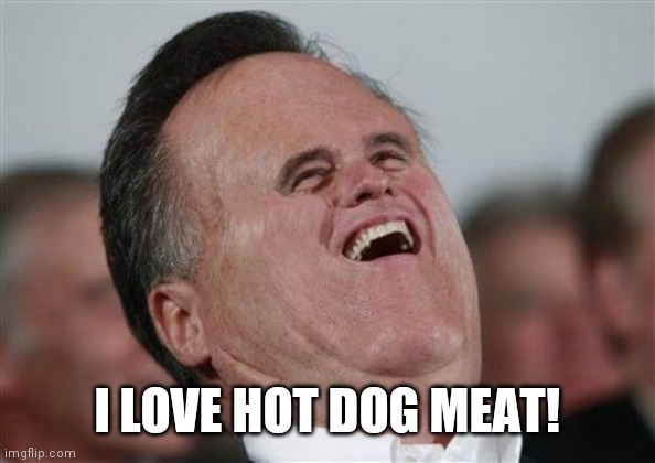 Small Face Romney Meme | I LOVE HOT DOG MEAT! | image tagged in memes,small face romney | made w/ Imgflip meme maker